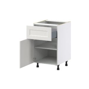 Wisteria Painted Light Gray Recessed Assembled Base Cabinet with 1 Door and a 10 in. Drawer (21 in. W X 34.5 in. H X 24 in. D)