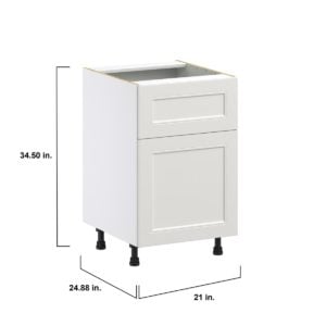 Wisteria Painted Light Gray Recessed Assembled Base Cabinet with 1 Door and a 10 in. Drawer (21 in. W X 34.5 in. H X 24 in. D)