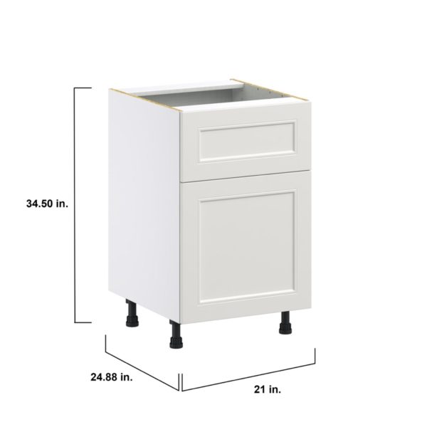 Wisteria Painted Light Gray Recessed Assembled Base Cabinet with 1 Door and a 10 in. Drawer (21 in. W X 34.5 in. H X 24 in. D)