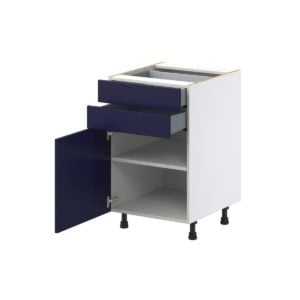 Camellia Painted Midnight Blue Recessed Assembled Base Cabinet with 1 Door and Two 5 in. Drawers (21 in. W X 34.5 in. H X 24 in. D)