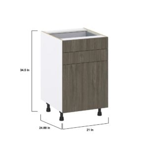 Cordyline Textured Slab Walnut Assembled Base Cabinet with 1 Door and Two 5 in. Drawers (21 in. W X 34.5 in. H X 24 in. D)