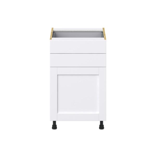 Dahlia Bright White  Shaker Assembled Base Cabinet with 1 Door and Two 5 in. Drawers (21 in. W X 34.5 in. H X 24 in. D)