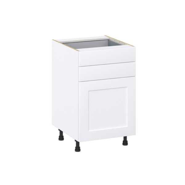 Jasmine Painted Warm White  Shaker Assembled Base Cabinet with 1 Door and Two 5 in. Drawers (21 in. W X 34.5 in. H X 24 in. D)