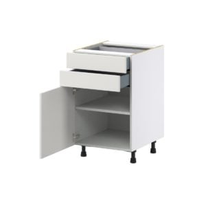 Wisteria Painted Light Gray Recessed Assembled Base Cabinet with 1 Door and Two 5 in. Drawers (21 in. W X 34.5 in. H X 24 in. D)