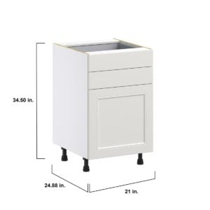 Wisteria Painted Light Gray Recessed Assembled Base Cabinet with 1 Door and Two 5 in. Drawers (21 in. W X 34.5 in. H X 24 in. D)