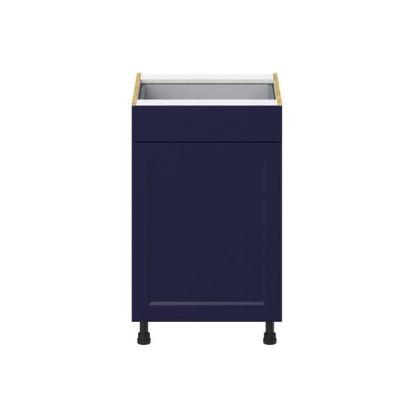 Camellia Painted Midnight Blue Recessed Assembled Base Cabinet with a Door and a Drawer (21 in. W X 34.5 in. H X 24 in. D)