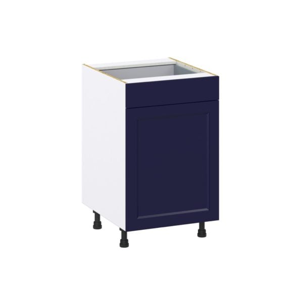 Camellia Painted Midnight Blue Recessed Assembled Base Cabinet with a Door and a Drawer (21 in. W X 34.5 in. H X 24 in. D)