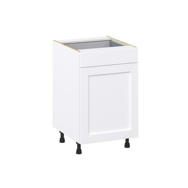 Dahlia Bright White  Shaker Assembled Base Cabinet with a Door and a Drawer (21 in. W X 34.5 in. H X 24 in. D)