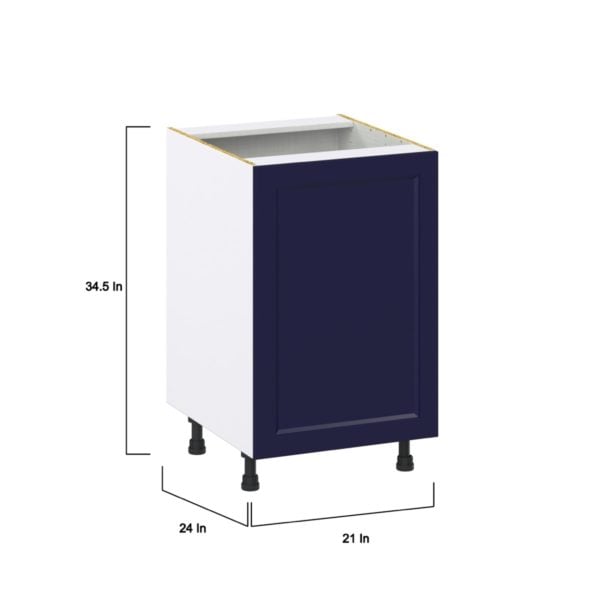 Camellia Painted Midnight Blue Recessed Assembled Base Cabinet with a Full High Door (21 in. W x 34.5 in. H x 24 in. D)