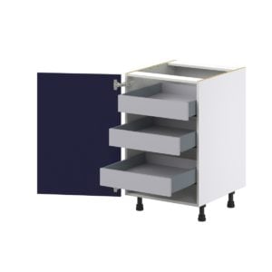 Camellia Painted Midnight Blue Recessed Assembled Base Cabinet with 1 Full High Door and 3 Inner Drawers (21 in. W X 34.5 in. H X 24 in. D)