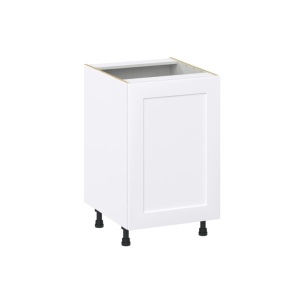 Jasmine Painted Warm White  Shaker Assembled Base Cabinet with 1 Full High Door and 3 Inner Drawers (21 in. W X 34.5 in. H X 24 in. D)