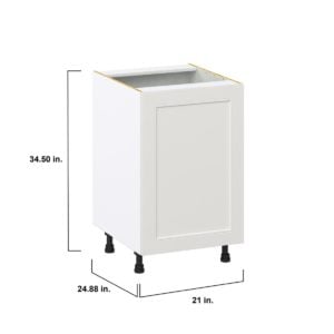 Wisteria Painted Light Gray Recessed Assembled Base Cabinet with a Full High Door (21 in. W x 34.5 in. H x 24 in. D)