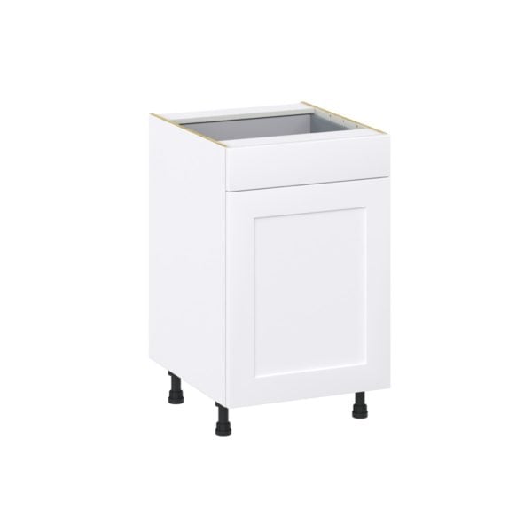 Jasmine Painted Warm White  Shaker Assembled Base Cabinet with a Door and a Drawer (21 in. W X 34.5 in. H X 24 in. D)