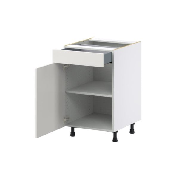 Wisteria Painted Light Gray Recessed Assembled Base Cabinet with a Door and a Drawer (21 in. W X 34.5 in. H X 24 in. D)