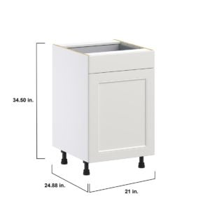 Wisteria Painted Light Gray Recessed Assembled Base Cabinet with a Door and a Drawer (21 in. W X 34.5 in. H X 24 in. D)