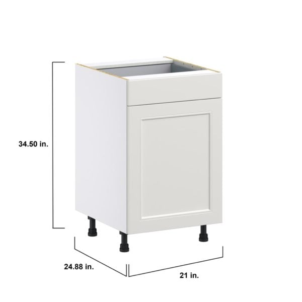 Wisteria Painted Light Gray Recessed Assembled Base Cabinet with a Door and a Drawer (21 in. W X 34.5 in. H X 24 in. D)