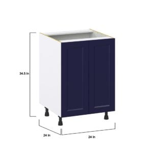 Camellia Painted Midnight Blue Recessed Assembled Base Cabinet with 2 Full High Doors (24 in. W x 34.5 in. H x 24 in. D)