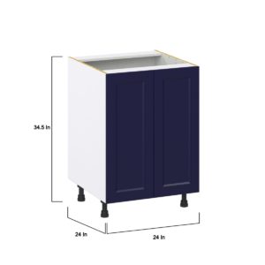 Camellia Painted Midnight Blue Recessed Assembled Base Cabinet with 2 Full High Doors and 3 Inner Drawers (24 in. W x 34.5 in. H x 24 in. D)