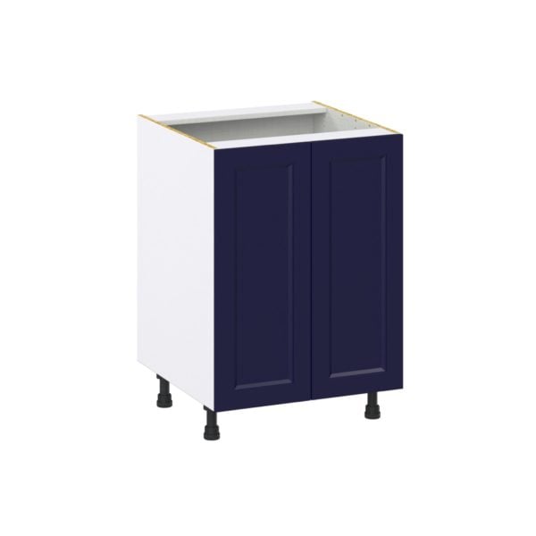 Camellia Painted Midnight Blue Recessed Assembled Base Cabinet with 2 Full High Doors and 3 Inner Drawers (24 in. W x 34.5 in. H x 24 in. D)