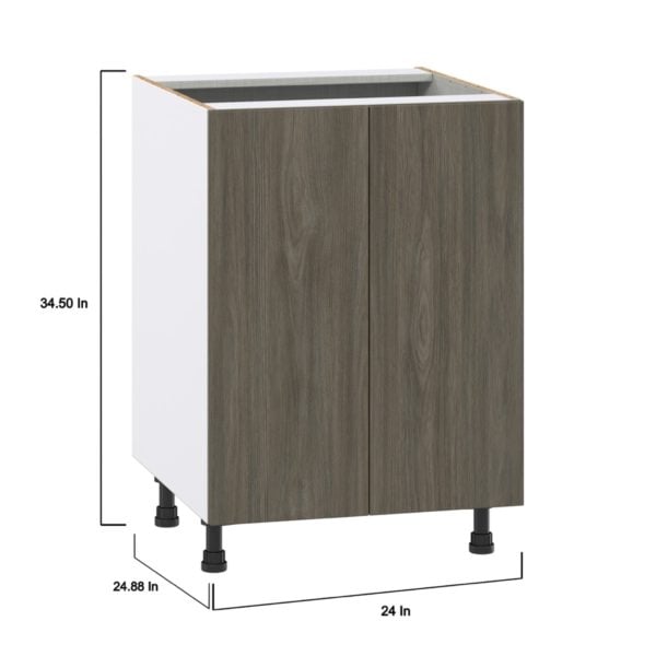 Cordyline Textured Slab Walnut Assembled Base Cabinet with 2 Full High Doors and 3 Inner Drawers (24 in. W x 34.5 in. H x 24 in. D)