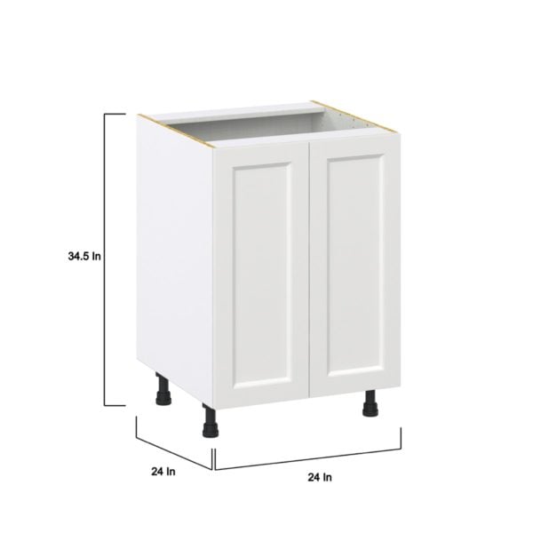 Magnolia Painted Bright White Recessed Assembled Base Cabinet with 2 Full High Doors and 3 Inner Drawers (24 in. W x 34.5 in. H x 24 in. D)