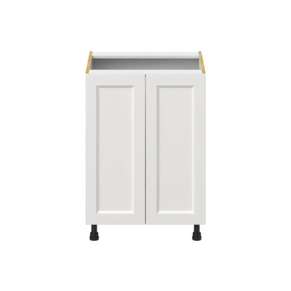 Magnolia Painted Bright White Recessed Assembled Base Cabinet with 2 Full High Doors and 3 Inner Drawers (24 in. W x 34.5 in. H x 24 in. D)