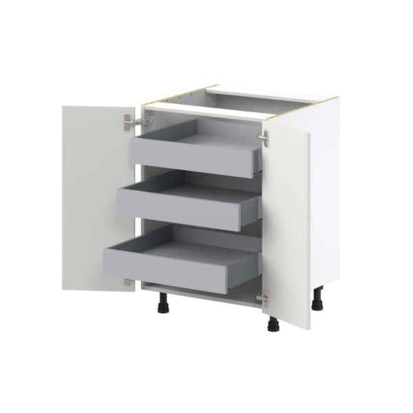 Wisteria Painted Light Gray Recessed Assembled Base Cabinet with 2 Full High Doors and 3 Inner Drawers (24 in. W x 34.5 in. H x 24 in. D)