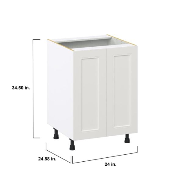 Wisteria Painted Light Gray Recessed Assembled Base Cabinet with 2 Full High Doors and 3 Inner Drawers (24 in. W x 34.5 in. H x 24 in. D)