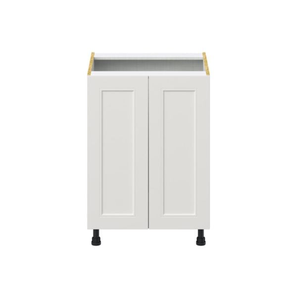 Wisteria Painted Light Gray Recessed Assembled Base Cabinet with 2 Full High Doors and 3 Inner Drawers (24 in. W x 34.5 in. H x 24 in. D)