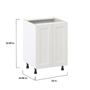 Wisteria Painted Light Gray Recessed Assembled Base Cabinet with 2 Full High Doors (24 in. W x 34.5 in. H x 24 in. D)