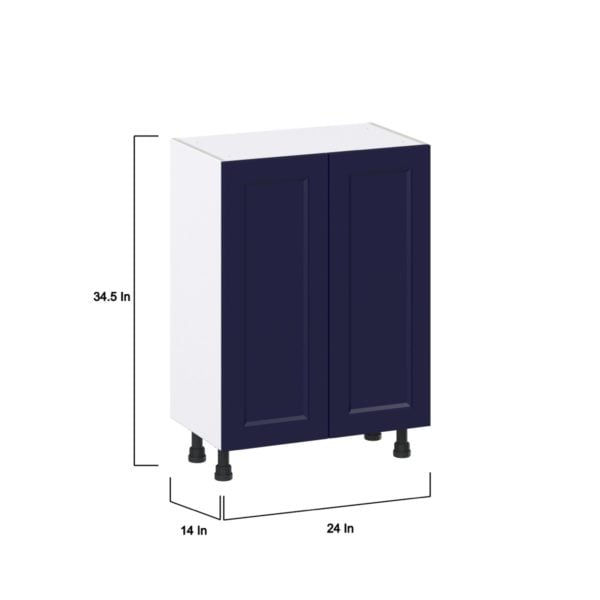 Camellia Painted Midnight Blue Recessed Assembled Shallow Base Cabinet with 2 Full High Doors (24 in. W x 34.5 in. H x 14 in. D)