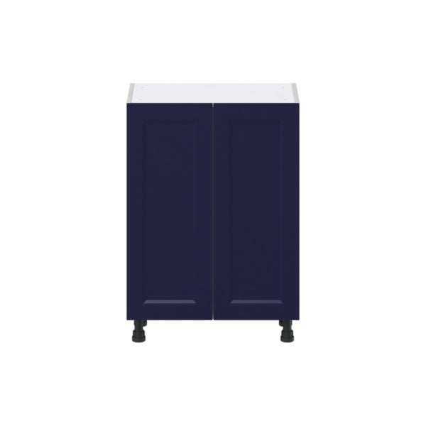 Camellia Painted Midnight Blue Recessed Assembled Shallow Base Cabinet with 2 Full High Doors (24 in. W x 34.5 in. H x 14 in. D)