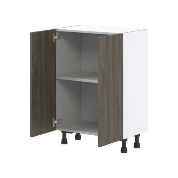 Cordyline Textured Slab Walnut Assembled Shallow Base Cabinet with 2 Full High Doors (24 in. W x 34.5 in. H x 14 in. D)