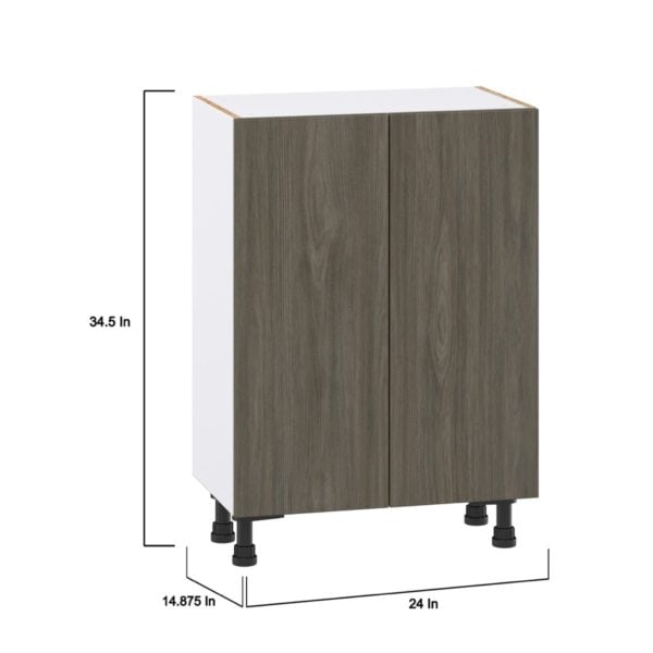 Cordyline Textured Slab Walnut Assembled Shallow Base Cabinet with 2 Full High Doors (24 in. W x 34.5 in. H x 14 in. D)