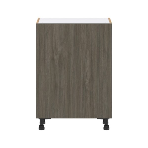 Cordyline Textured Slab Walnut Assembled Shallow Base Cabinet with 2 Full High Doors (24 in. W x 34.5 in. H x 14 in. D)