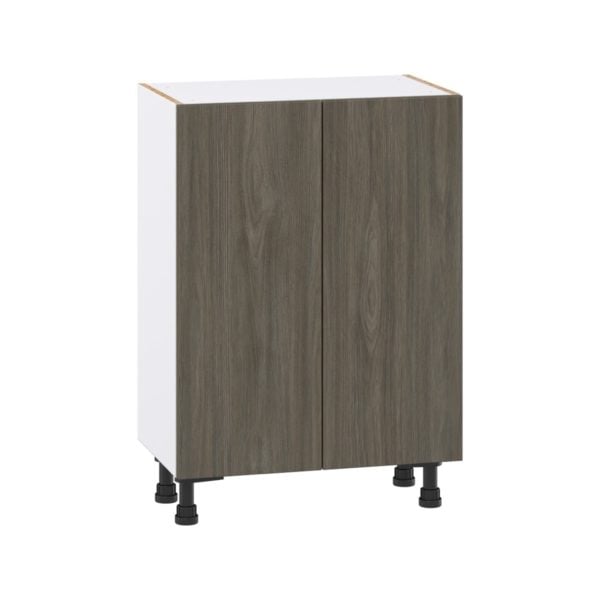 Cordyline Textured Slab Walnut Assembled Shallow Base Cabinet with 2 Full High Doors (24 in. W x 34.5 in. H x 14 in. D)