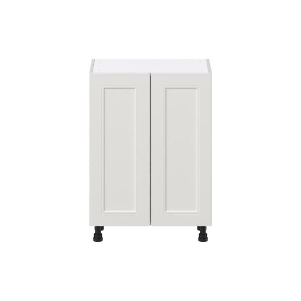 Wisteria Painted Light Gray Recessed Assembled Shallow Base Cabinet with 2 Full High Doors and 3 Inner Drawers (24 in. W x 34.5 in. H x 14 in. D)