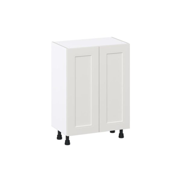 Wisteria Painted Light Gray Recessed Assembled Shallow Base Cabinet with 2 Full High Doors and 3 Inner Drawers (24 in. W x 34.5 in. H x 14 in. D)