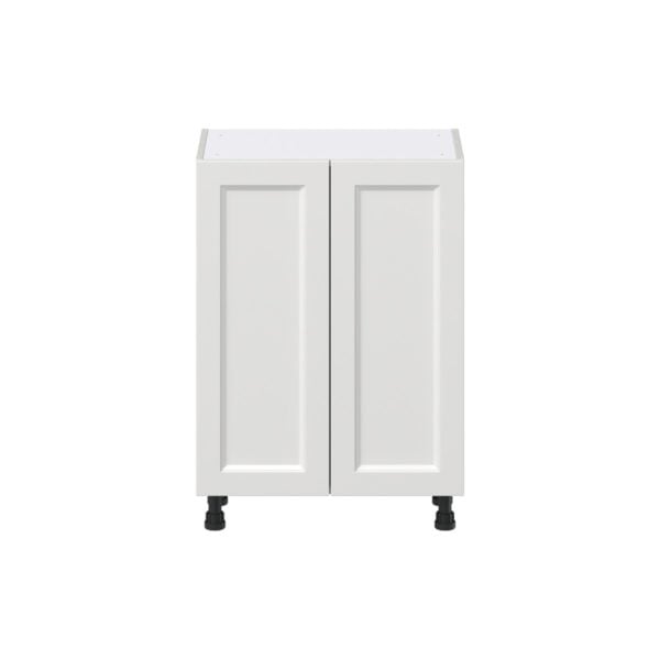 Magnolia Painted Bright White Recessed Assembled Shallow Base Cabinet with 2 Full High Doors (24 in. W x 34.5 in. H x 14 in. D)