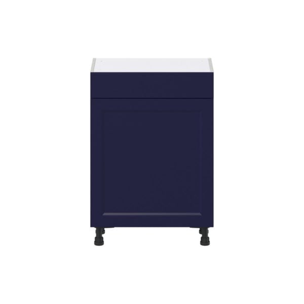 Camellia Painted Midnight Blue Recessed Assembled Shallow Base Cabinet with 1 Door and 1 Drawer (24 in. W x 34.5 in. H x 14 in. D)