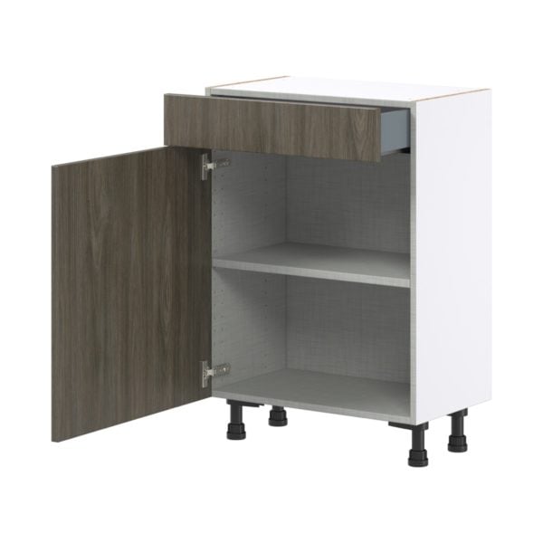 Cordyline Textured Slab Walnut Assembled Shallow Base Cabinet with 1 Door and 1 Drawer (24 in. W x 34.5 in. H x 14 in. D)