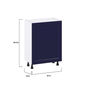 Camellia Painted Midnight Blue Recessed Assembled Shallow Base Cabinet with a Full High Door (24 in. W x 34.5 in. H x 14 in. D)