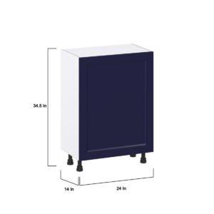 Camellia Painted Midnight Blue Recessed Assembled Shallow Base Cabinet with a Full High Door and 3 Inner Drawers (24 in. W x 34.5 in. H x 14 in. D)