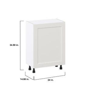 Wisteria Painted Light Gray Recessed Assembled Shallow Base Cabinet with a Full High Door and 3 Inner Drawers (24 in. W x 34.5 in. H x 14 in. D)