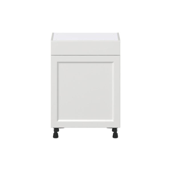 Magnolia Painted Bright White Recessed Assembled Shallow Base Cabinet with 1 Door and 1 Drawer (24 in. W x 34.5 in. H x 14 in. D)