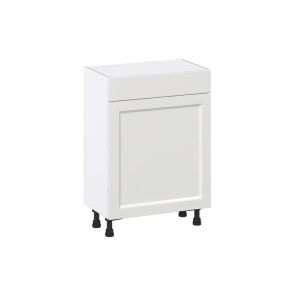 Magnolia Painted Bright White Recessed Assembled Shallow Base Cabinet with 1 Door and 1 Drawer (24 in. W x 34.5 in. H x 14 in. D)