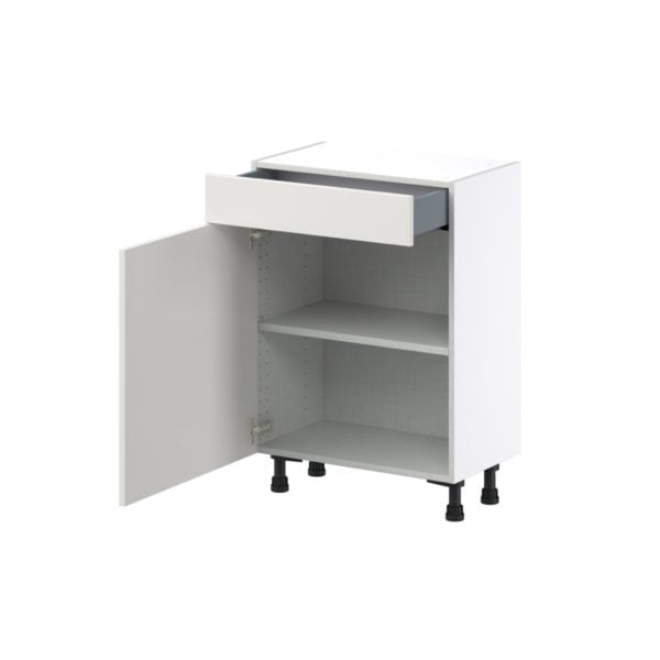 Wisteria Painted Light Gray Recessed Assembled Shallow Base Cabinet with 1 Door and 1 Drawer (24 in. W x 34.5 in. H x 14 in. D)