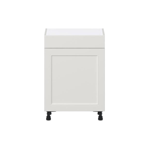 Wisteria Painted Light Gray Recessed Assembled Shallow Base Cabinet with 1 Door and 1 Drawer (24 in. W x 34.5 in. H x 14 in. D)