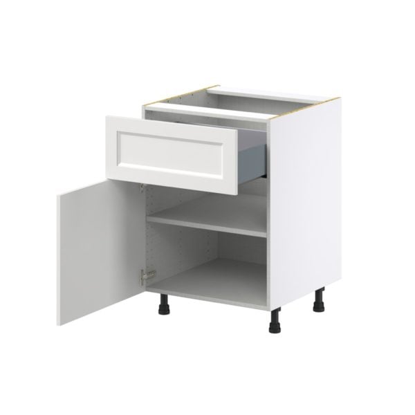 Magnolia Painted Bright White Recessed Assembled Base Cabinet with 1 Door and 10 in. Drawer (24 in. W x 34.5 in. H x 24 in. D)