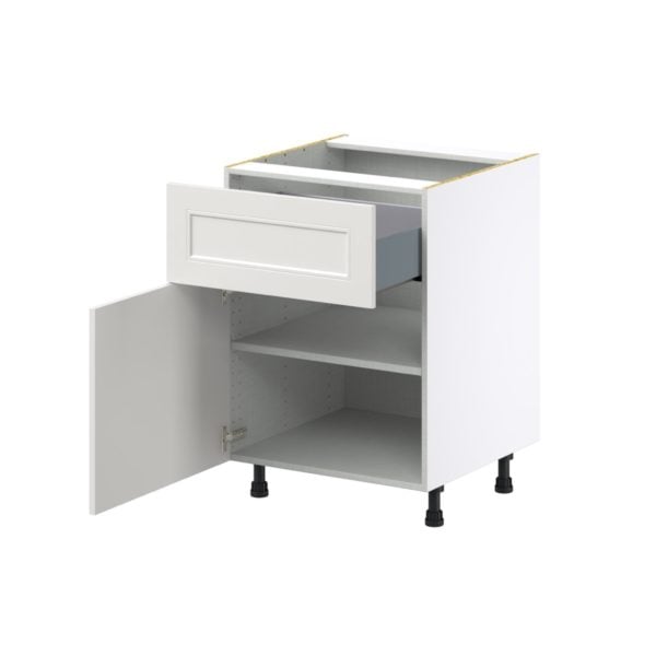 Wisteria Painted Light Gray Recessed Assembled Base Cabinet with 1 Door and 10 in. Drawer (24 in. W x 34.5 in. H x 24 in. D)